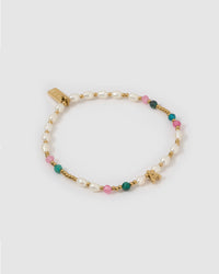 Beaded Gemstone and Pearl Initial Bracelet