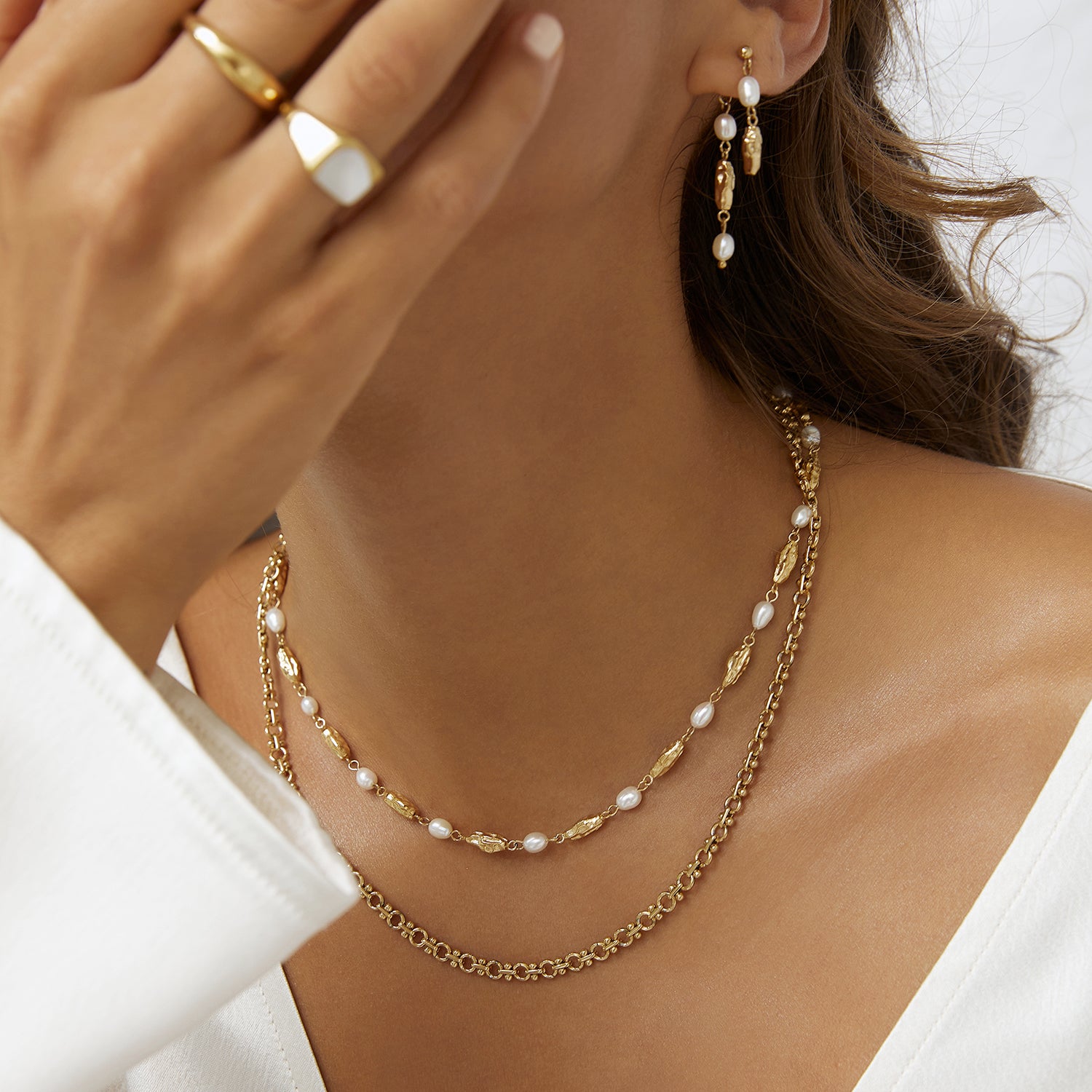 Mimi Pearl and Gold Necklace