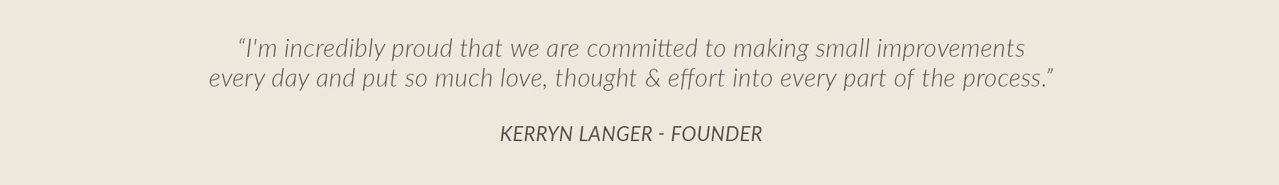 Quote from Kerryn Langer, founder of Arms Of Eve, featured on white background