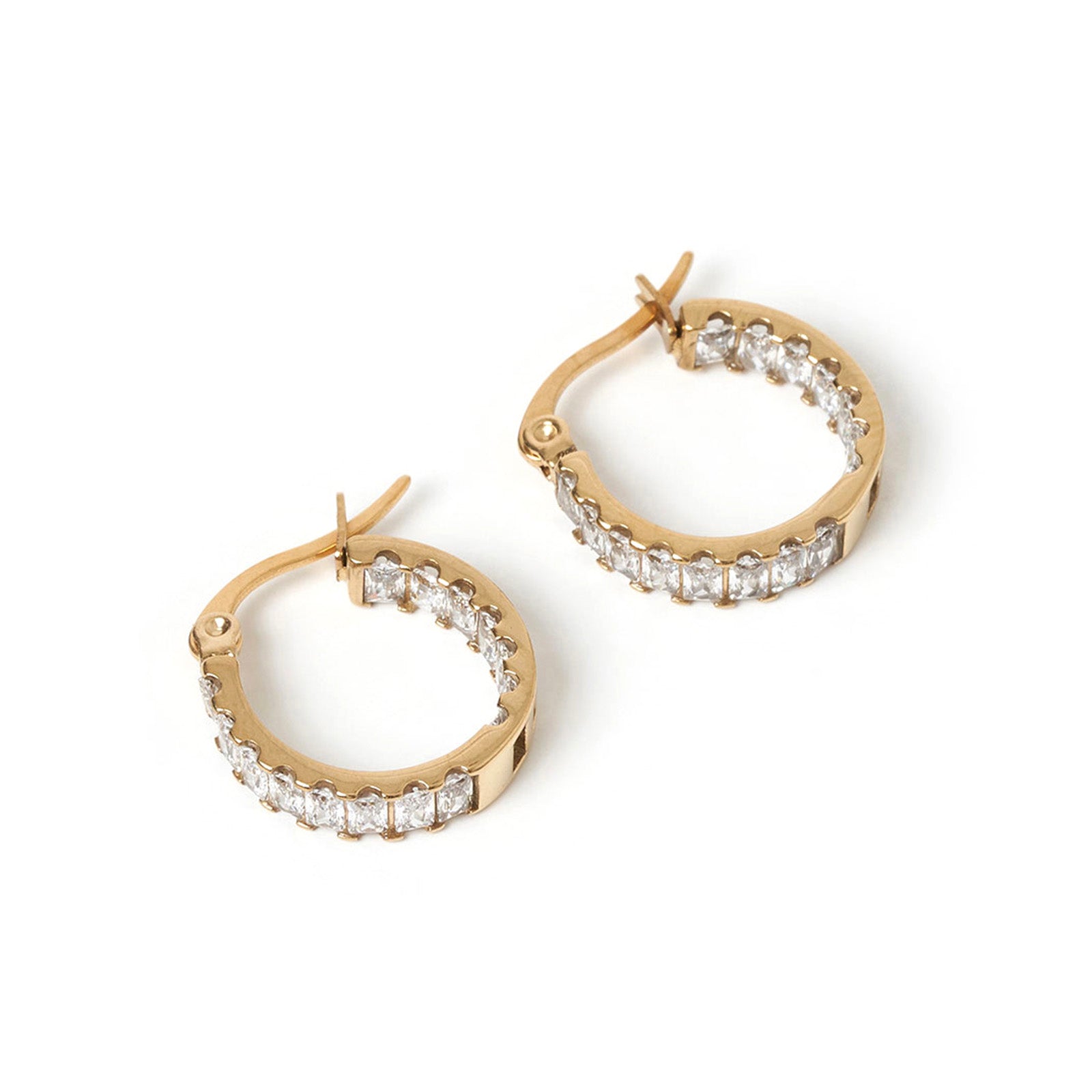 Magenta Gold Earrings - Stone