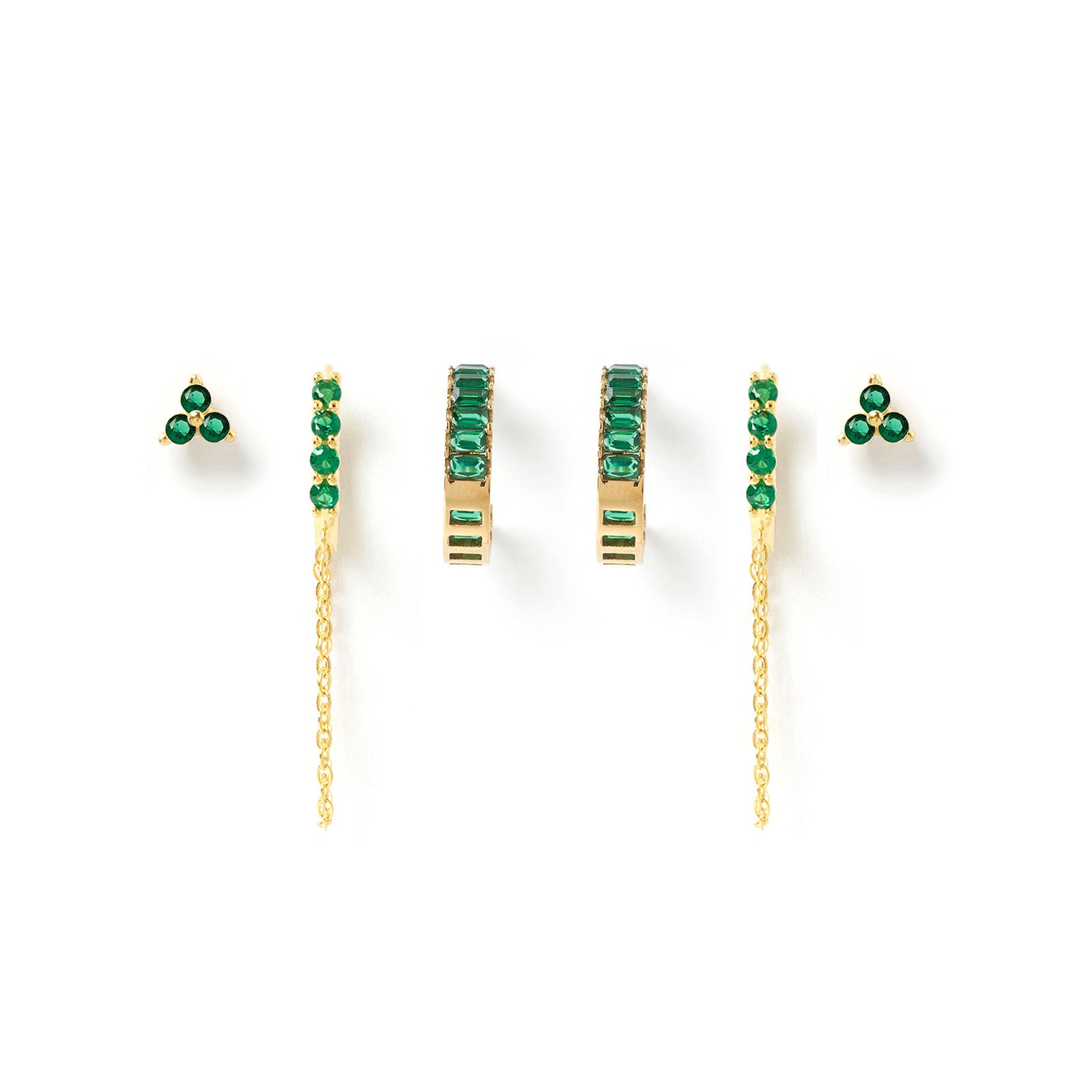 Crystal Earring Stack - Emerald