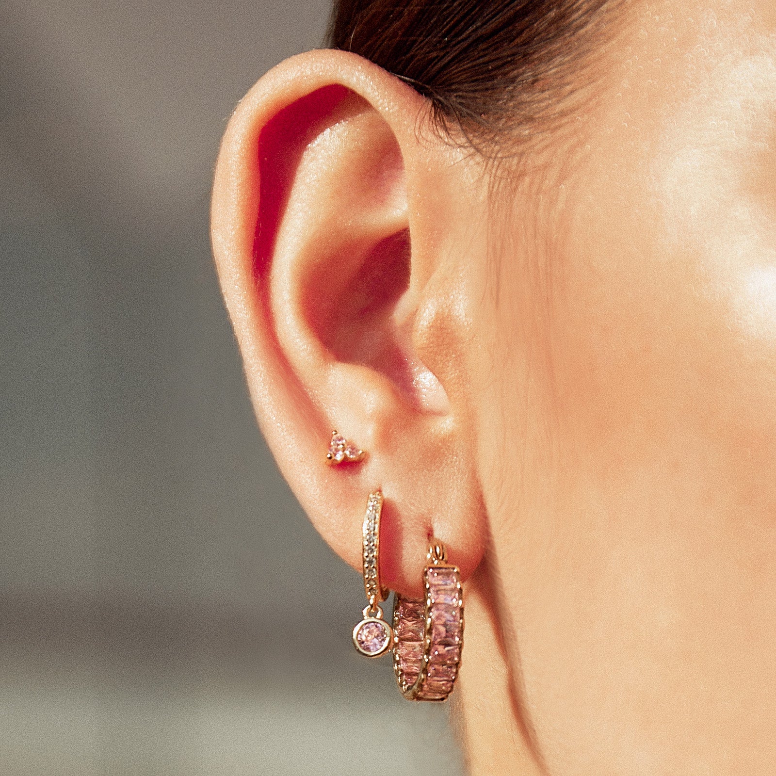 Magenta Gold Earrings - Rose