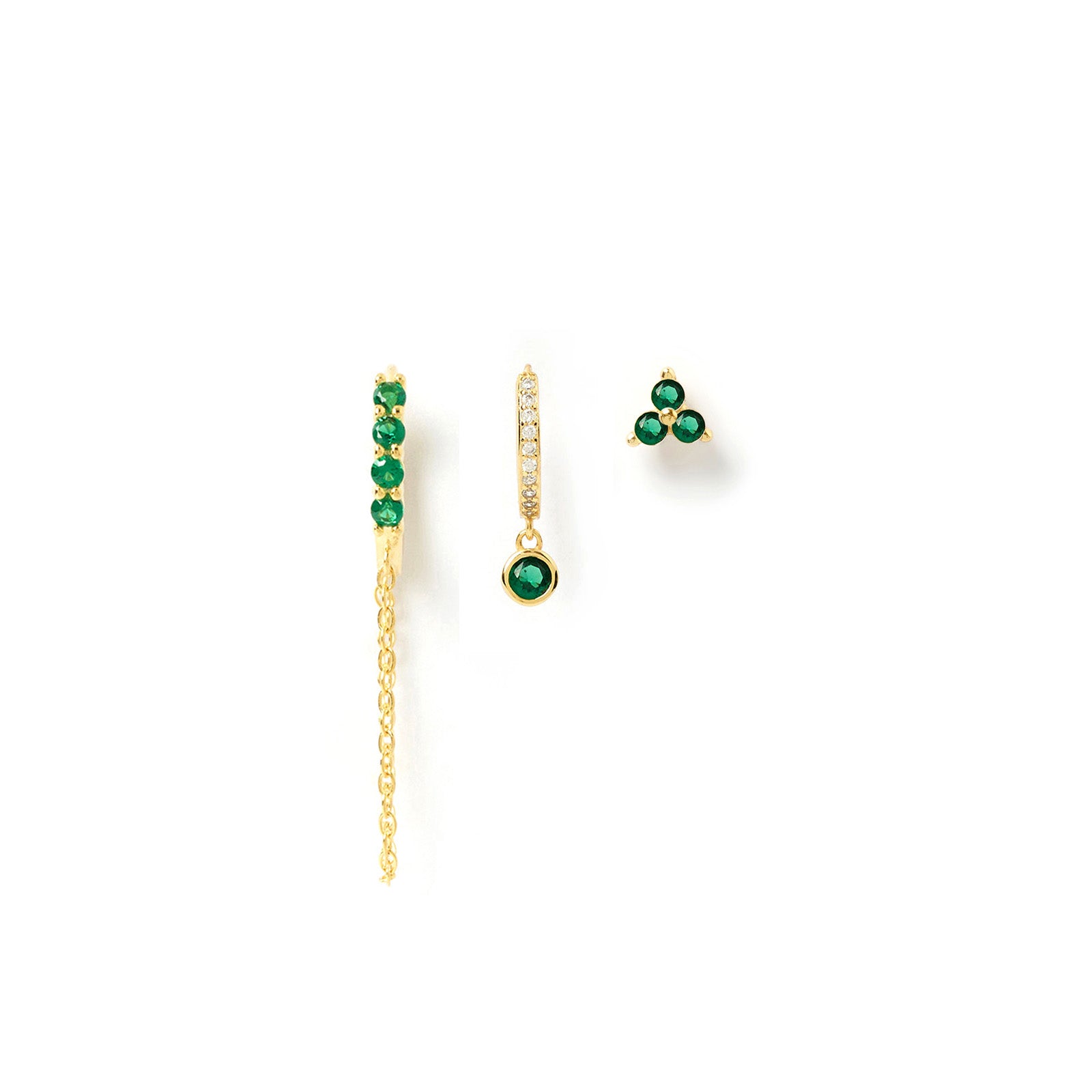 Honey Single Earring Stack - Emerald