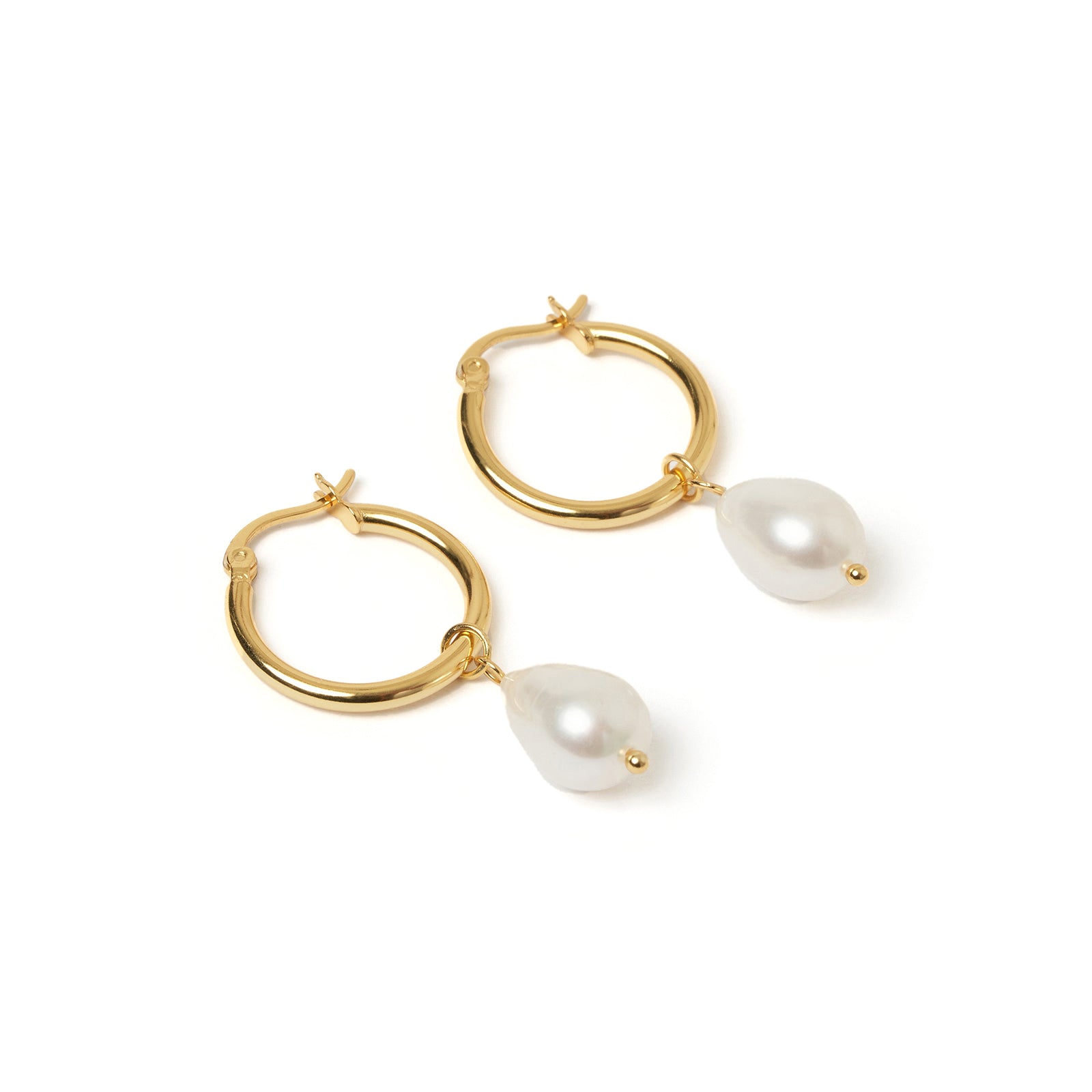 Augusta Gold Hoop & Freshwater Pearl Earrings - Small