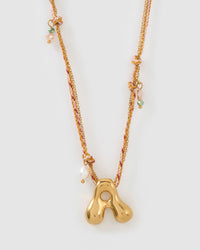 Bubble Letter Necklace - Blush