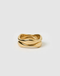 Double Dune Gold Ring Stack