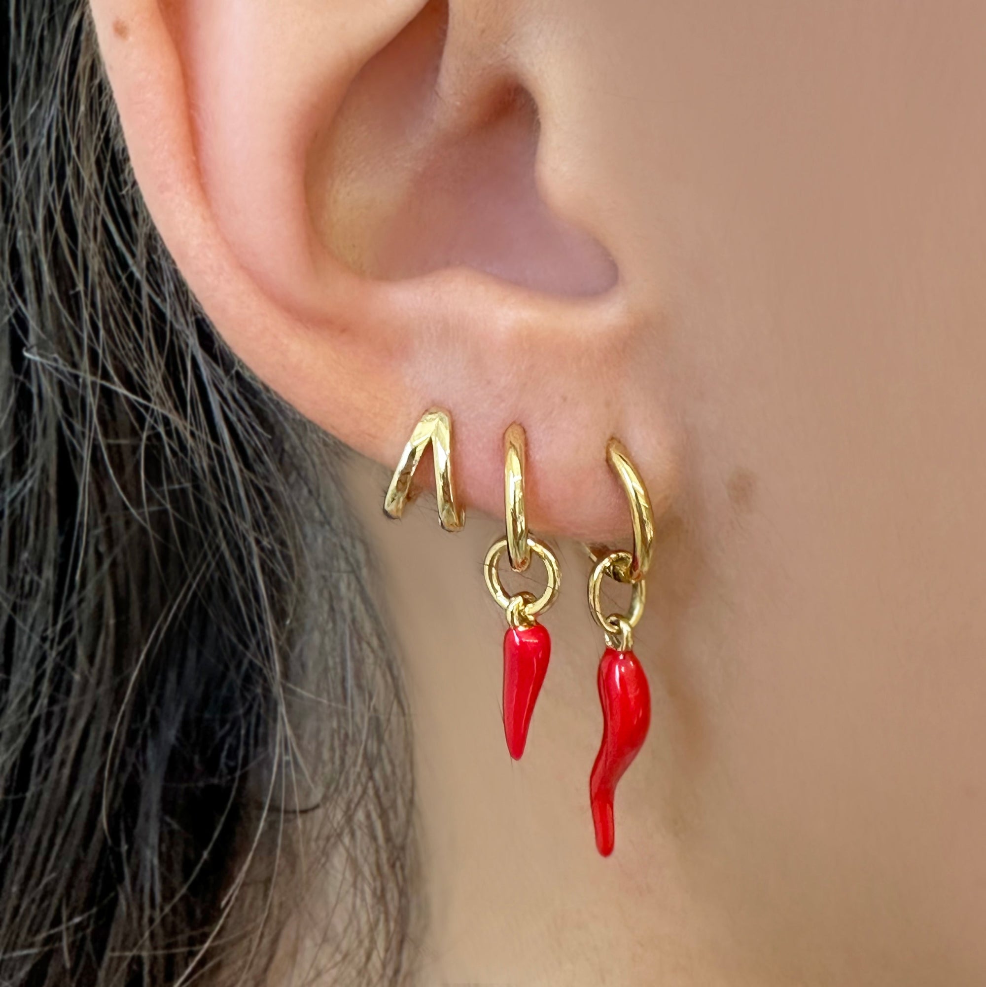 Cornicello Red Charm Earrings - Small