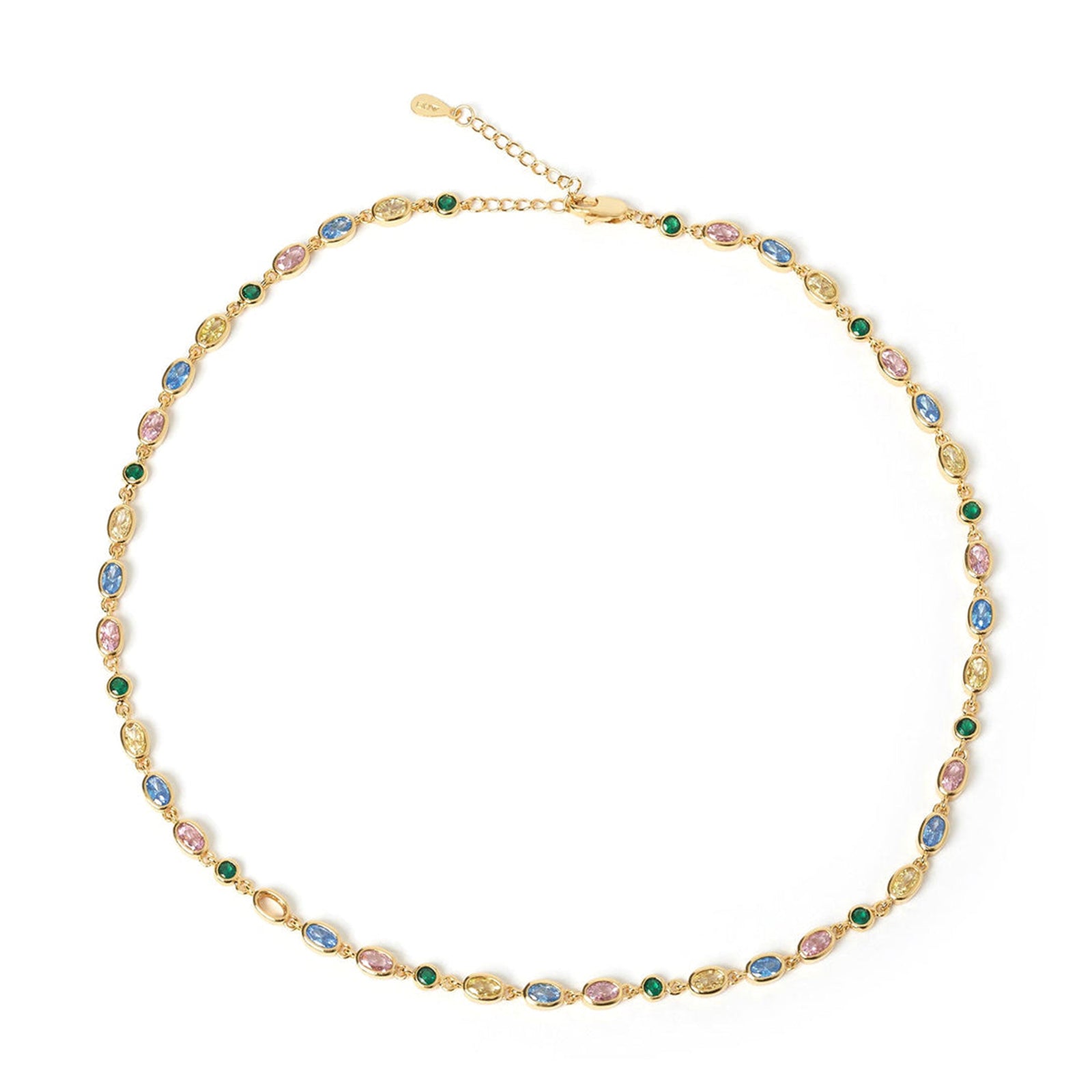 Arms Of Eve vibrant Isadora gold necklace adorned with multicolored beads for a playful and eye-catching accessory