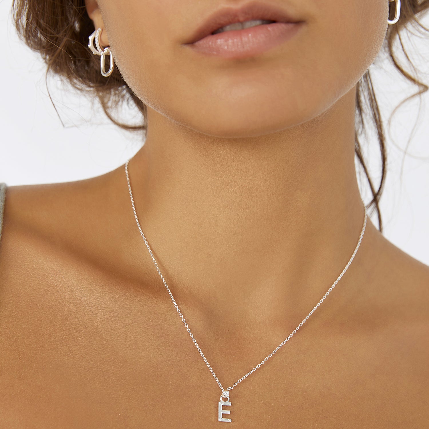 Initial Silver Charm Necklace