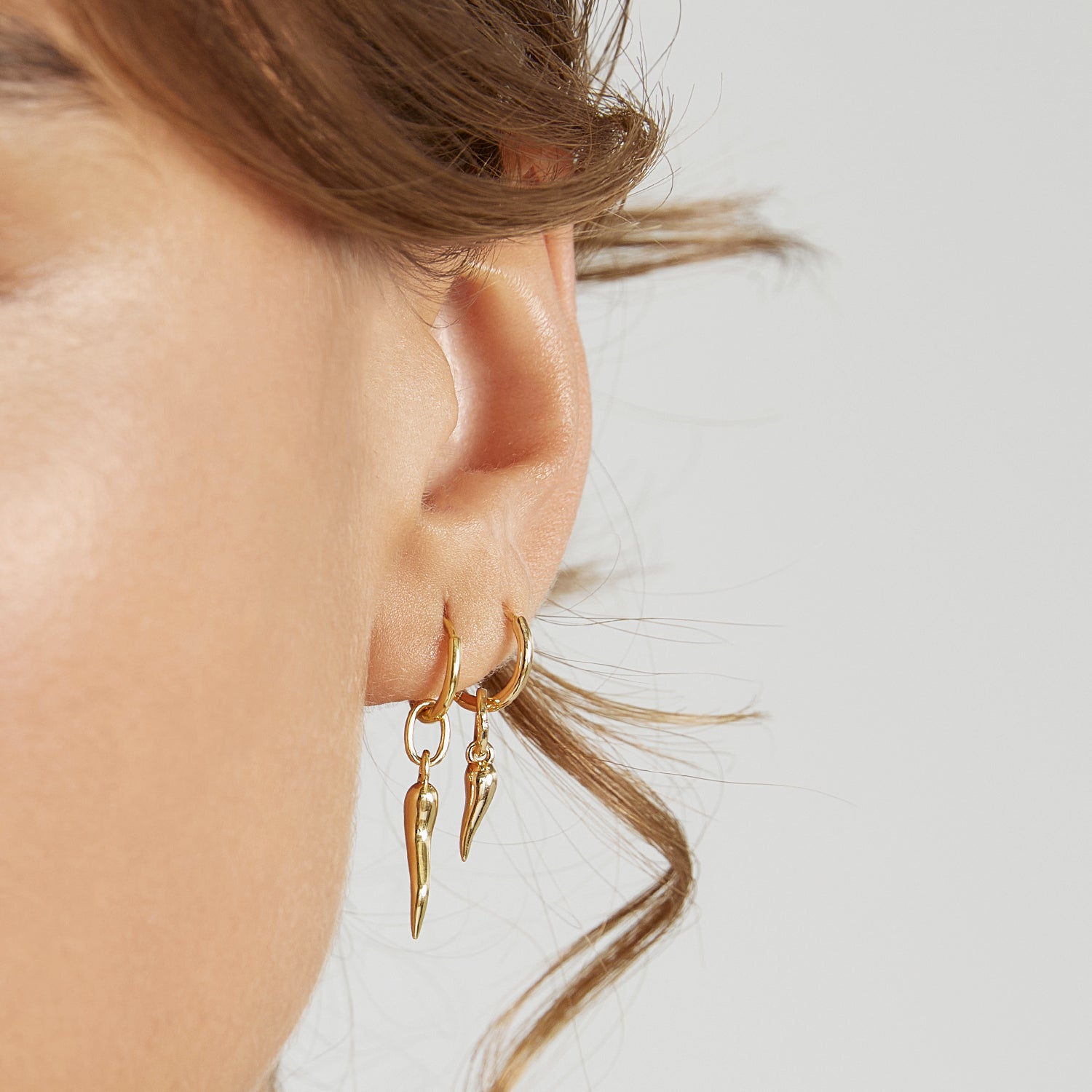 Cornicello Gold Charm Earrings - Large