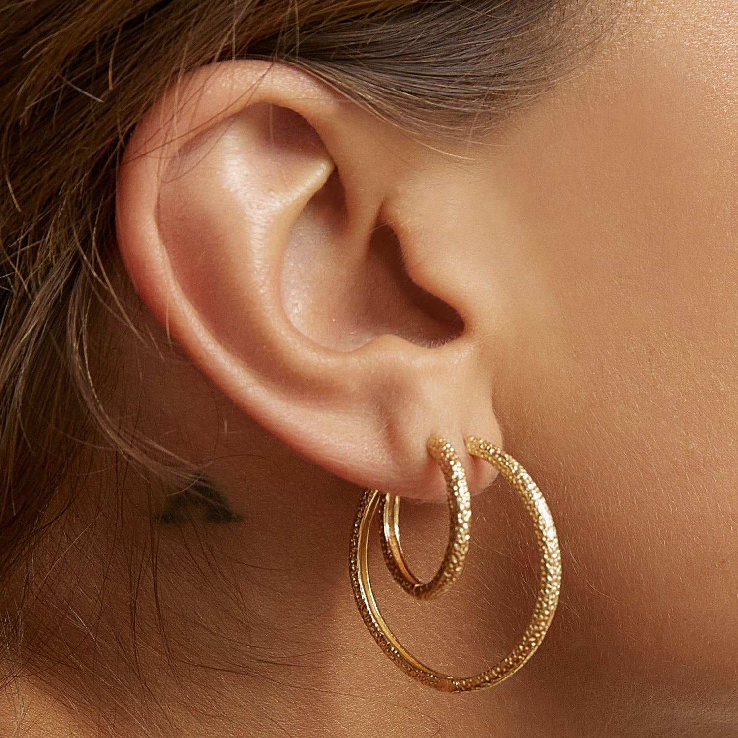 Double Hoop Earring Stack - Gold