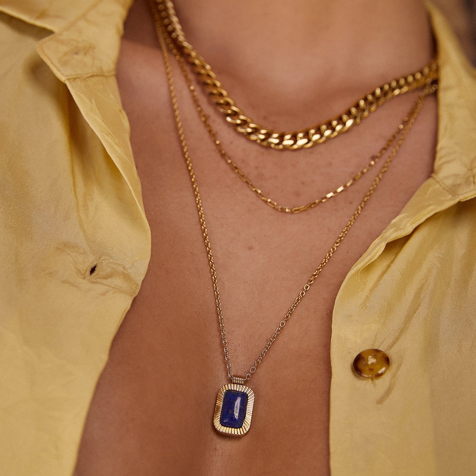 Teo Gold Necklace - Lapis