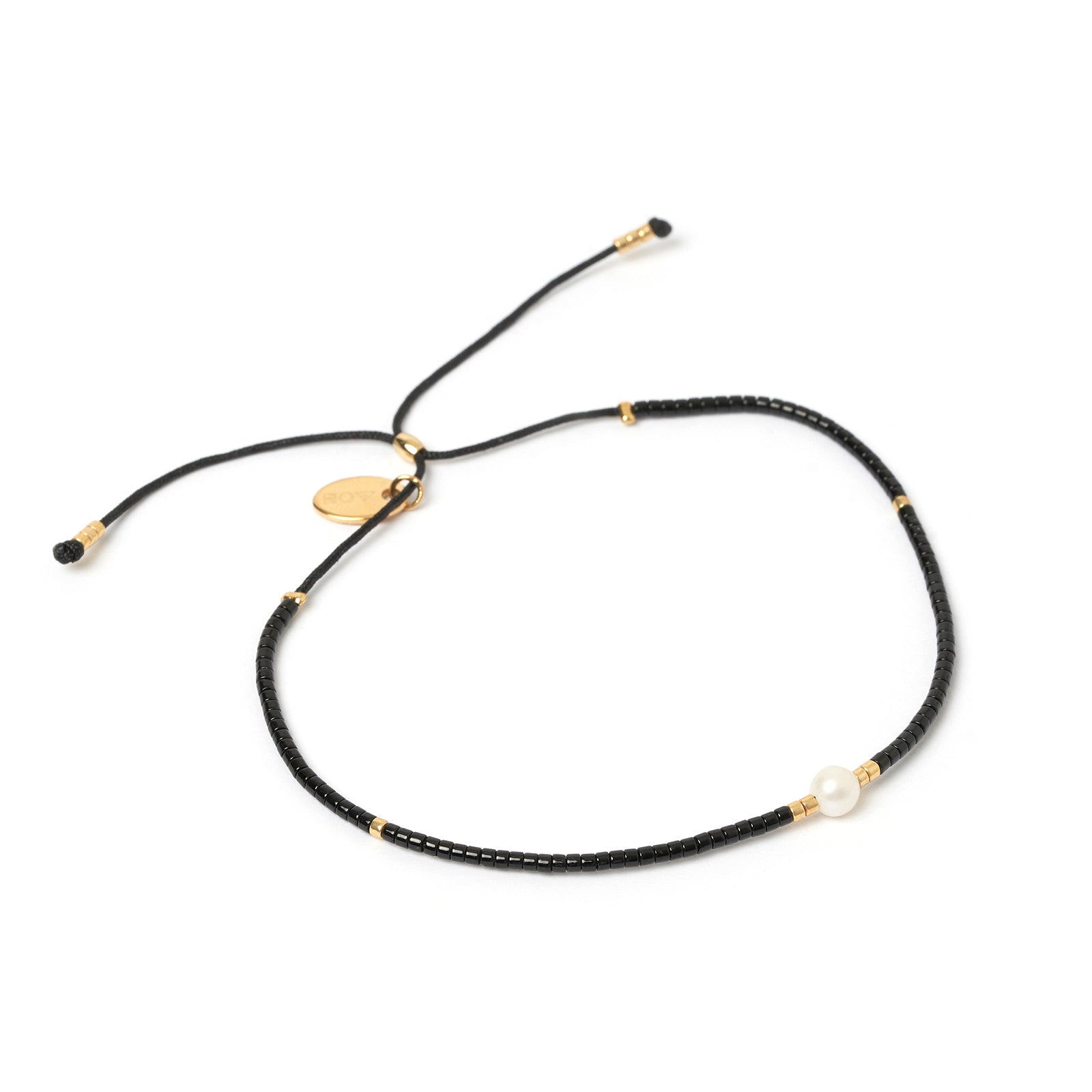 Petra Pearl & Glass Beaded Bracelet - Black