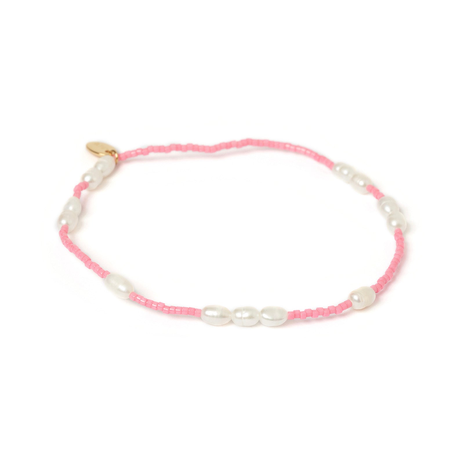 Poppy Pearl & Glass Beaded Anklet - Pink