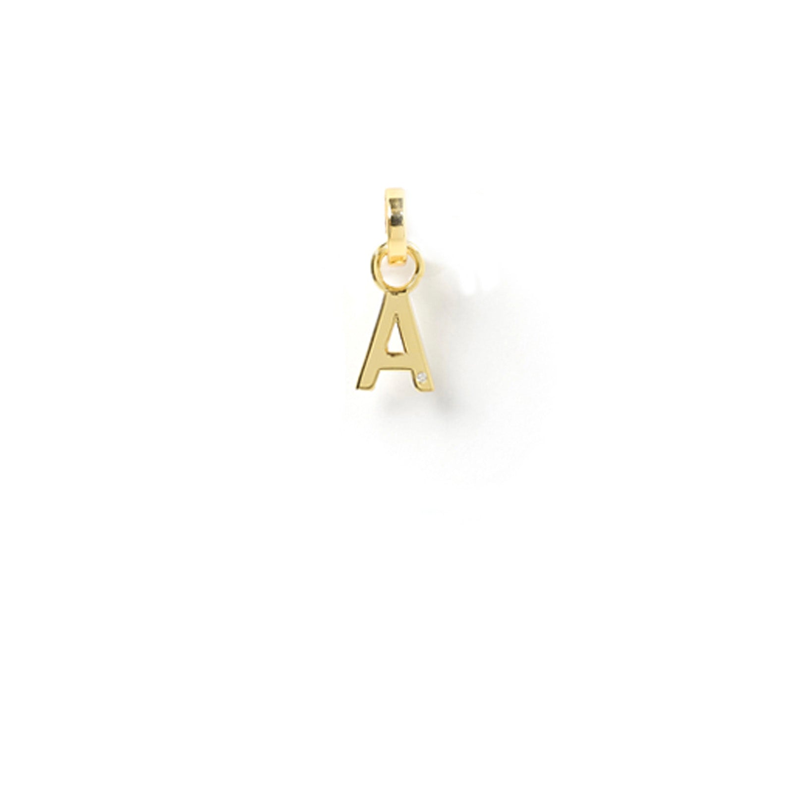 Arms Of Eve gold letter charm with dazzling embedded diamond