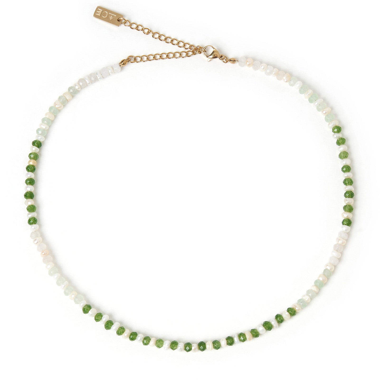 Bloom Pearl and Gemstone Necklace - Moss