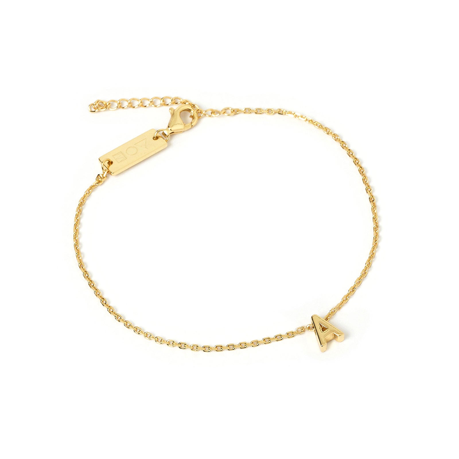 Arms Of Eve Say My Name gold chain bracelet with a charm in the shape of a letter A