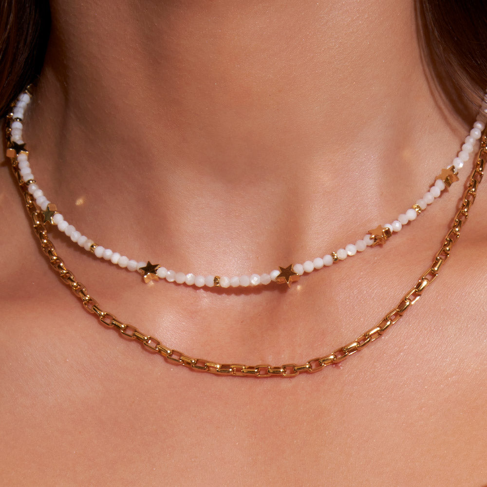 Superstar Gemstone Necklace - White Jade