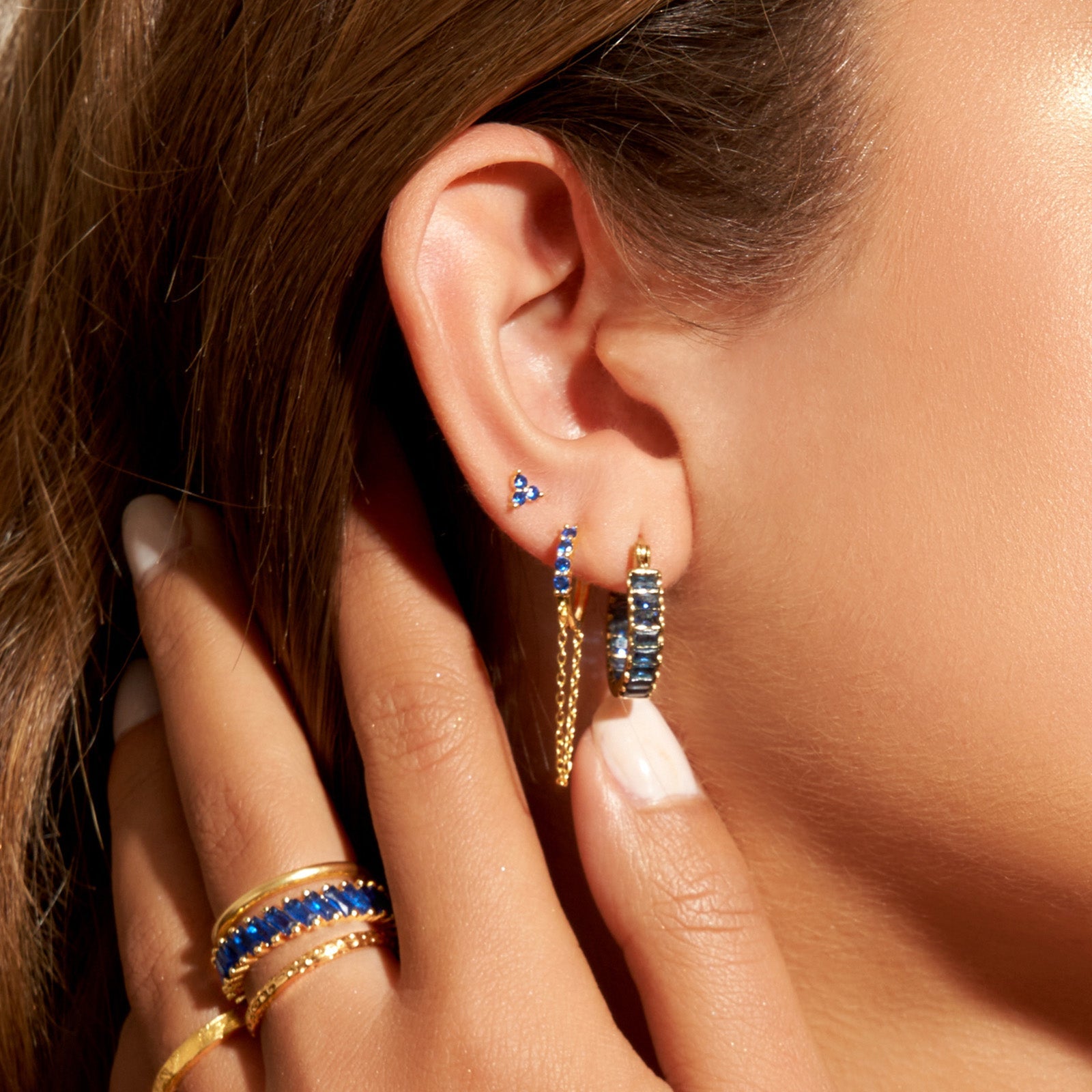 Crystal Earring Stack - Sapphire