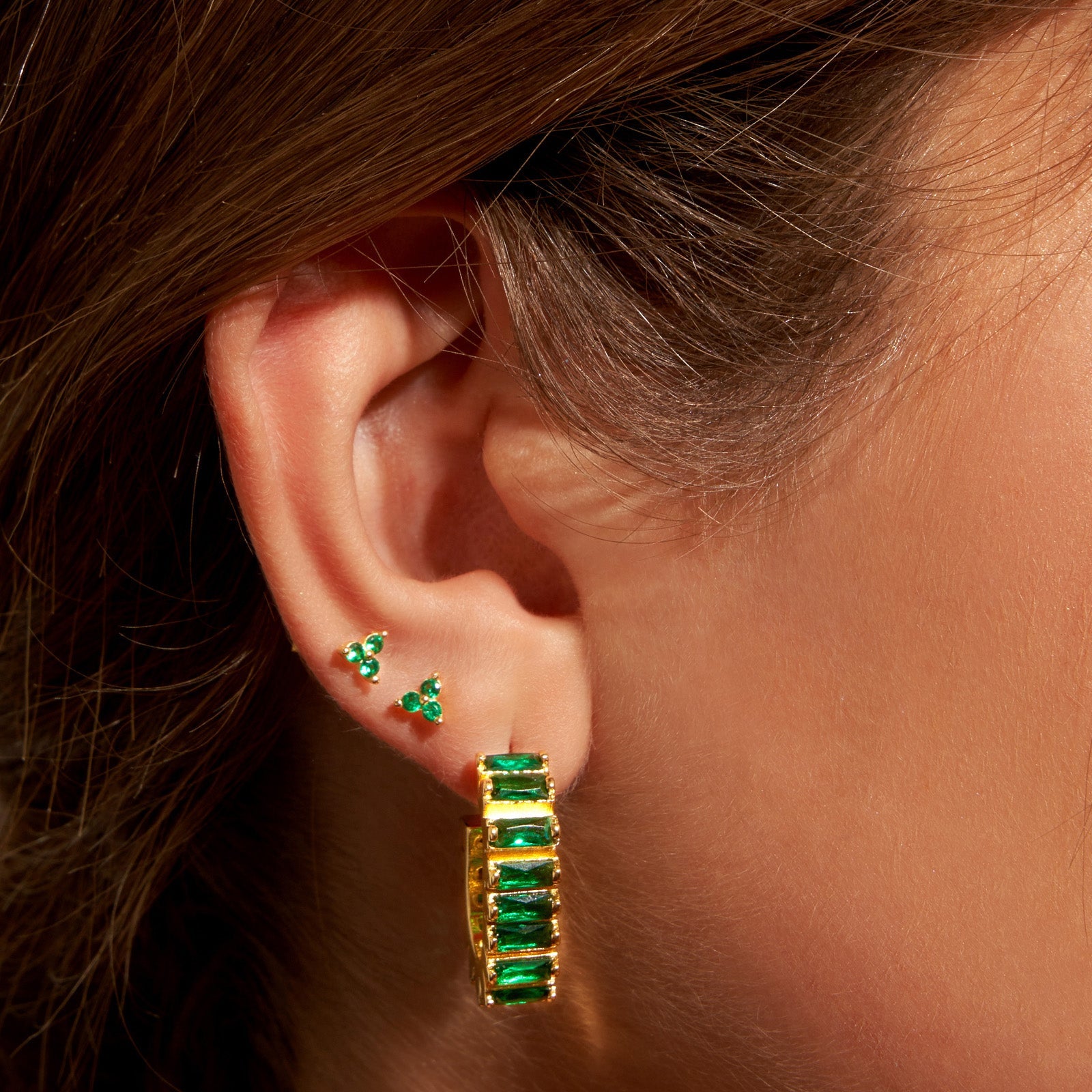 Lumin Gold Earrings - Emerald