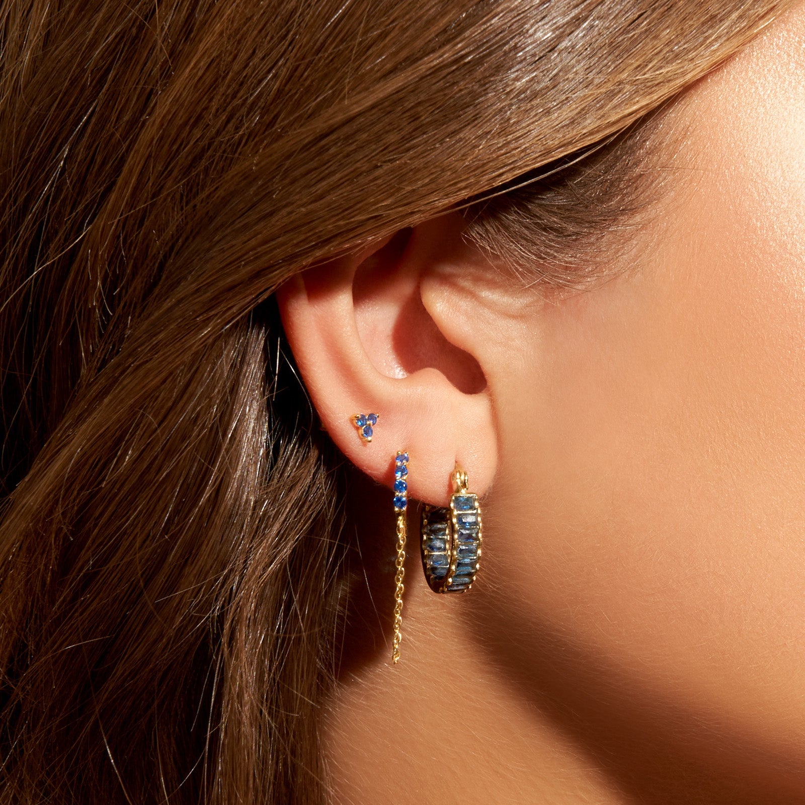 Maddox Gold Earrings - Sapphire