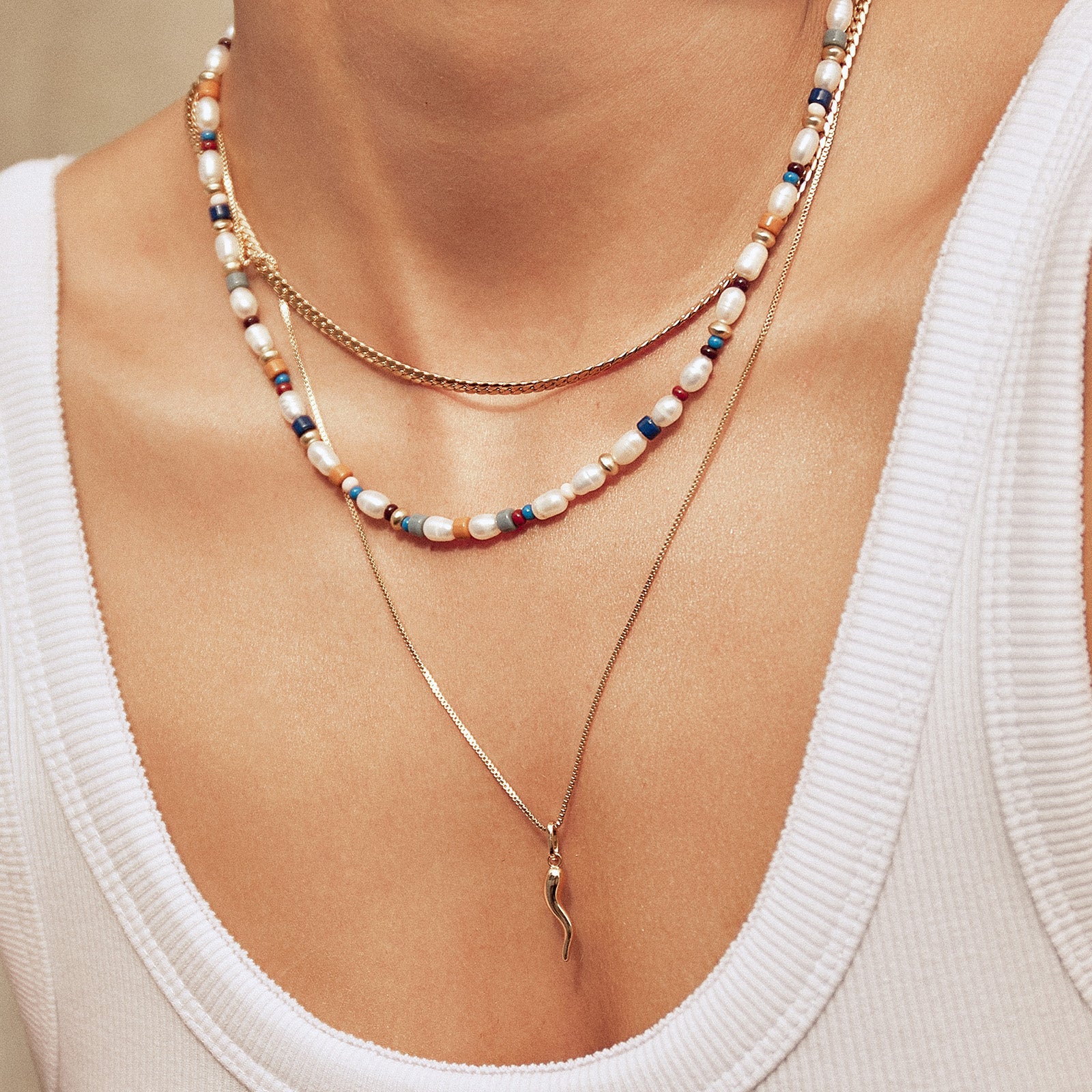 Arms Of Eve Chelsea pearl necklace, delicately handcrafted with beads of color