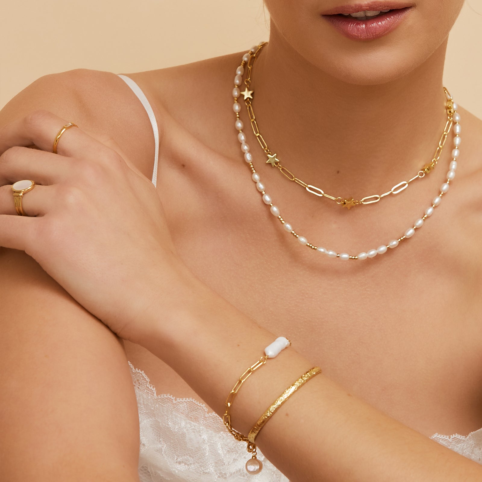 Girl With The Pearl Bracelet Stack