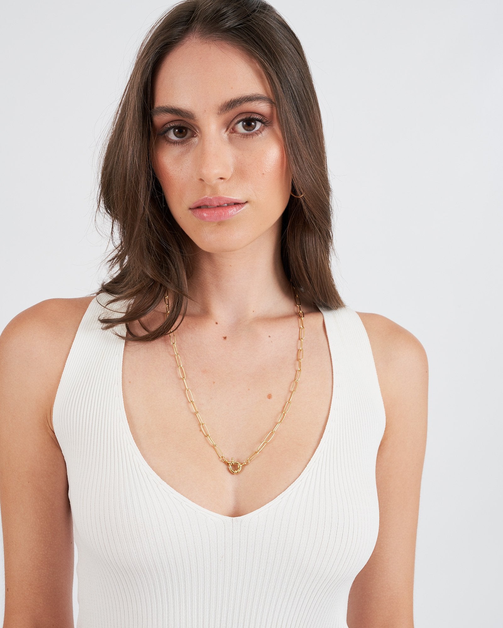 Large Boca Gold Stacking Chain Necklace