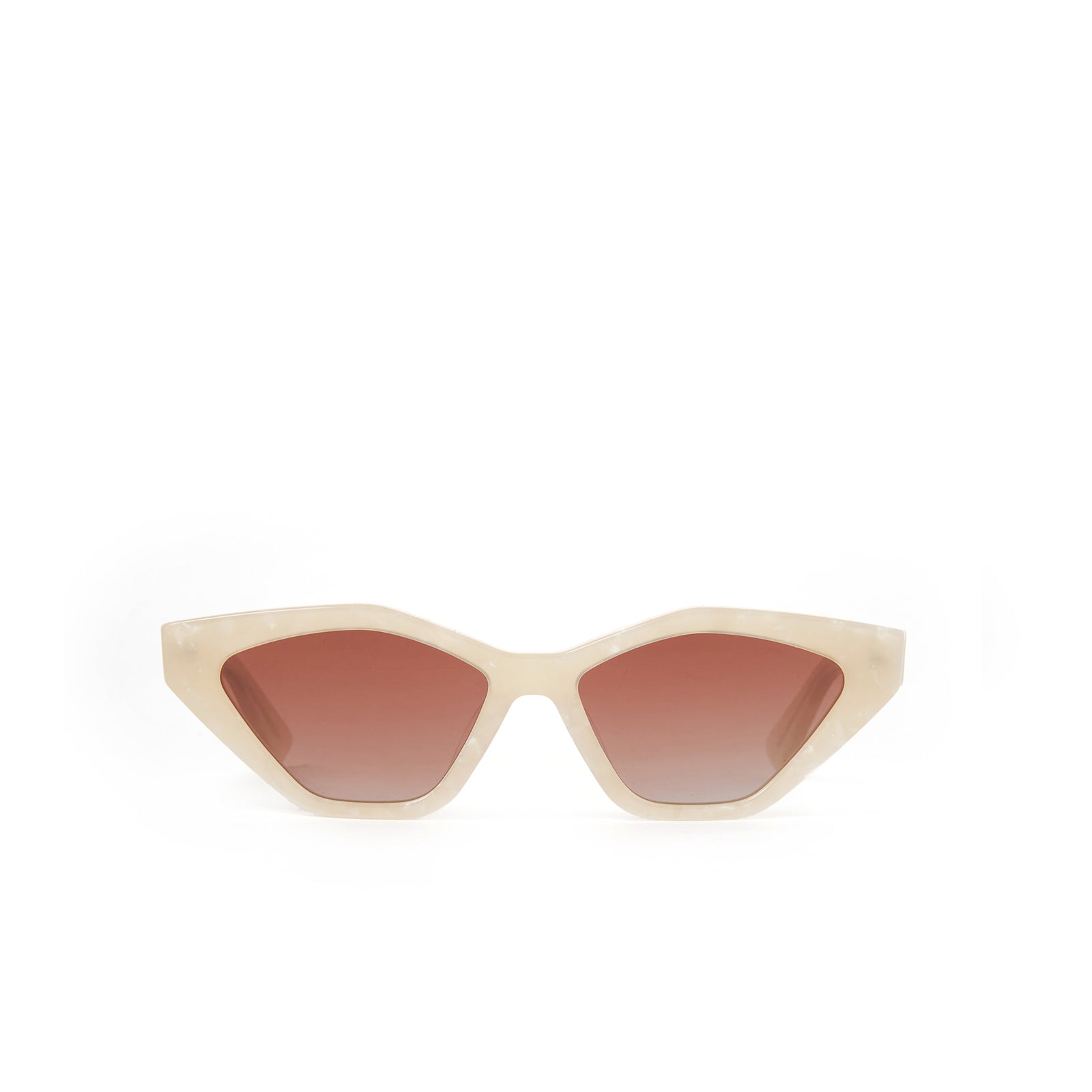 Arms Of Eve stylish white Jagger sunglasses with brown lenses, perfect for adding a touch of sophistication