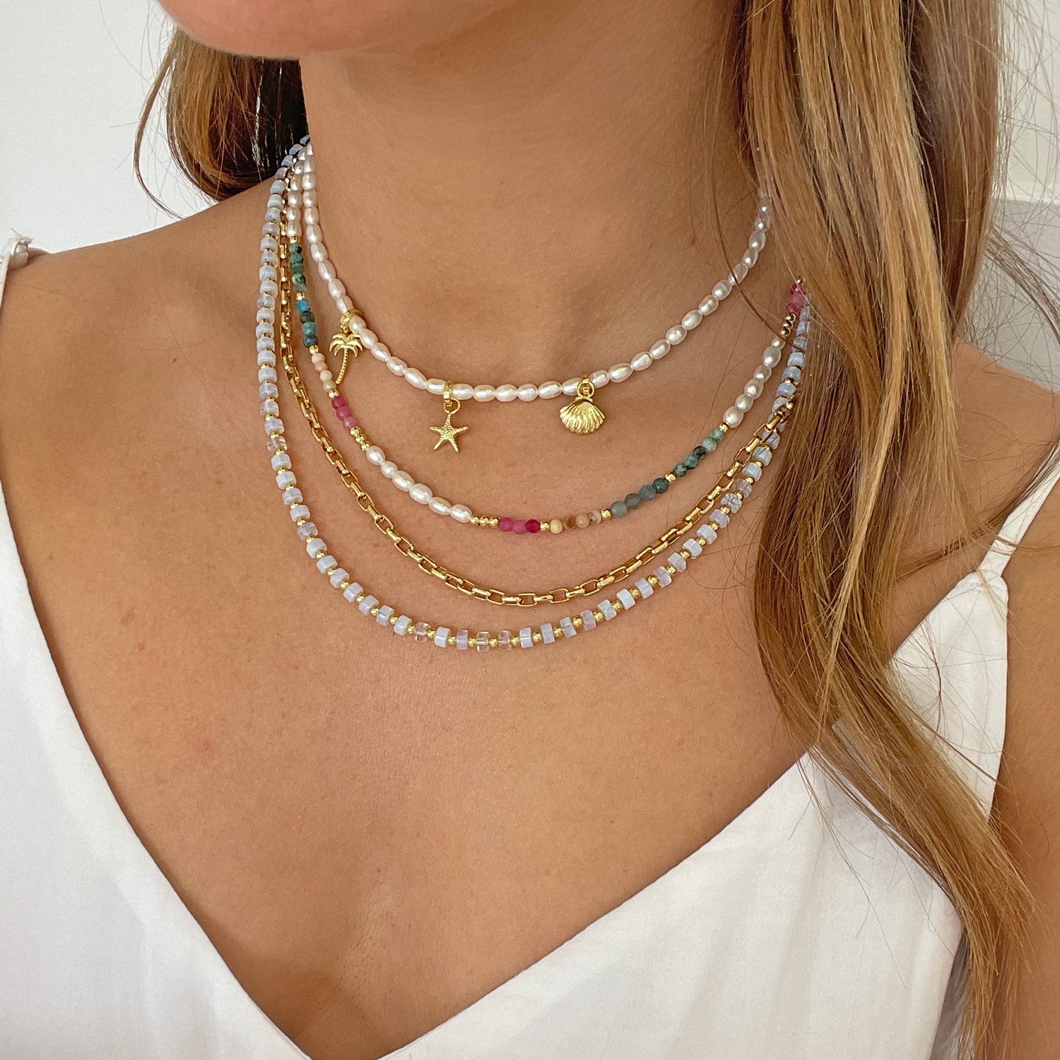 Moana Gemstone and Pearl Necklace