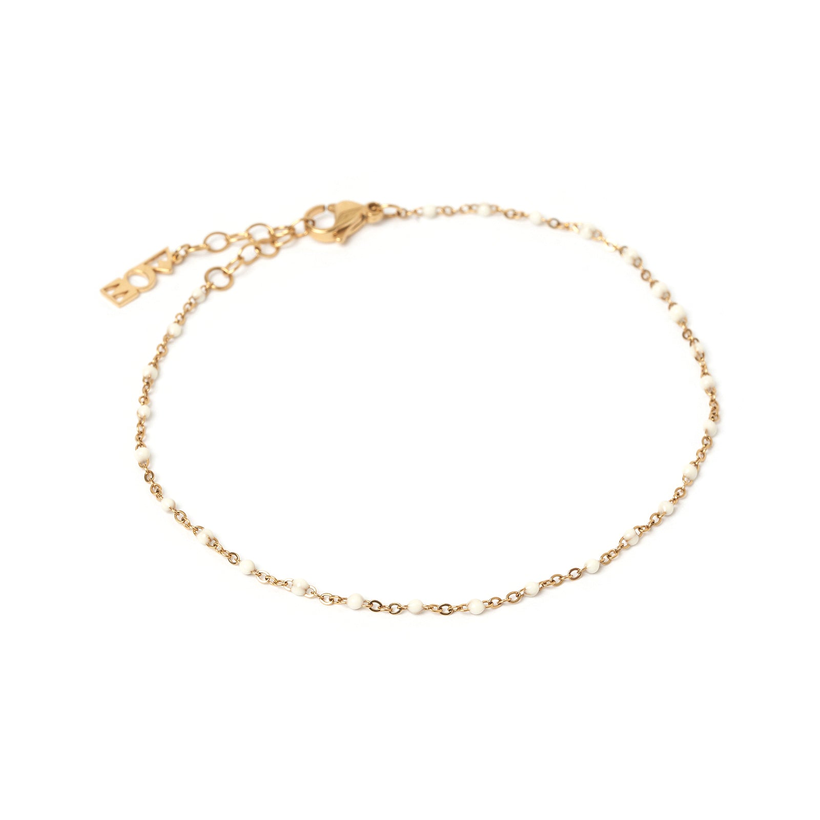 Peggy Gold and Enamel Anklet - Vanilla
