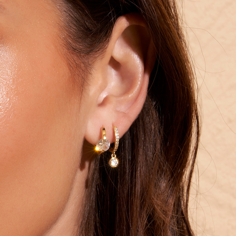 Rhodes Gold Earrings - Stone