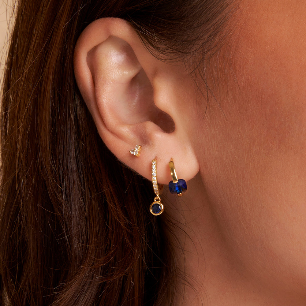 Rhodes Gold Earrings - Sapphire